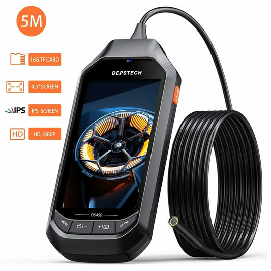 DEPSTECH Inspection Endoscopic Camera 2.0MP 5.0MP Video Screen Industrial Endoscope with 32GB 6 LED for Car Sewer Checking