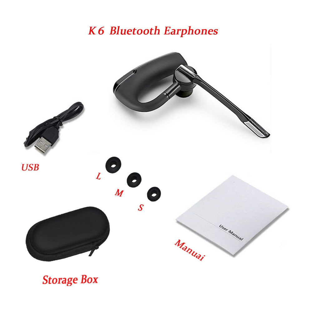 K6 HD Noise Canceling Wireless Earphones Bluetooth Headset
