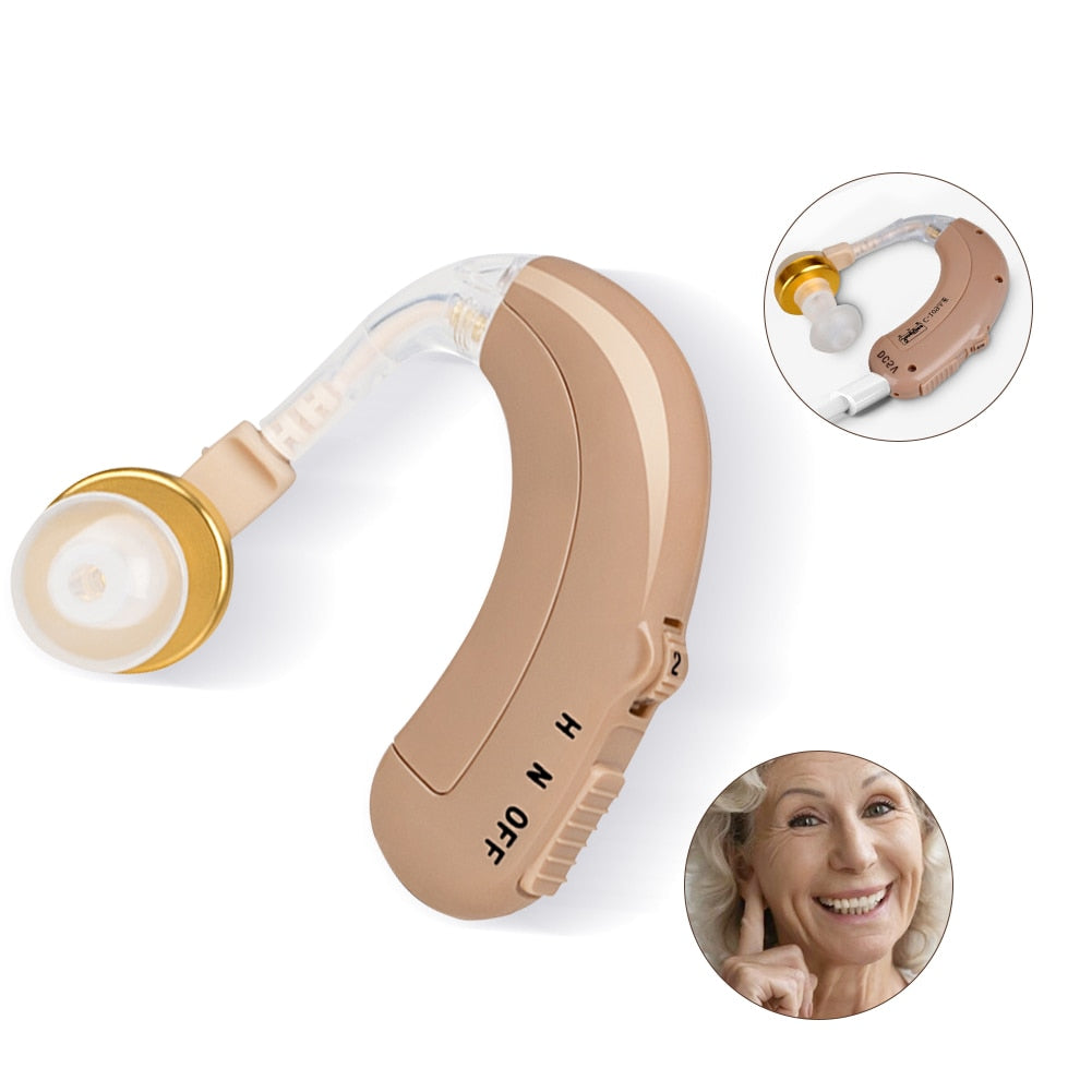 Hearing aids for Senior, Rechargeable Hearing Amplifier for Adult with Light or Mid Hearing Loss, Behind-The-Ear TV Hearing Aid with Noise Cancelling