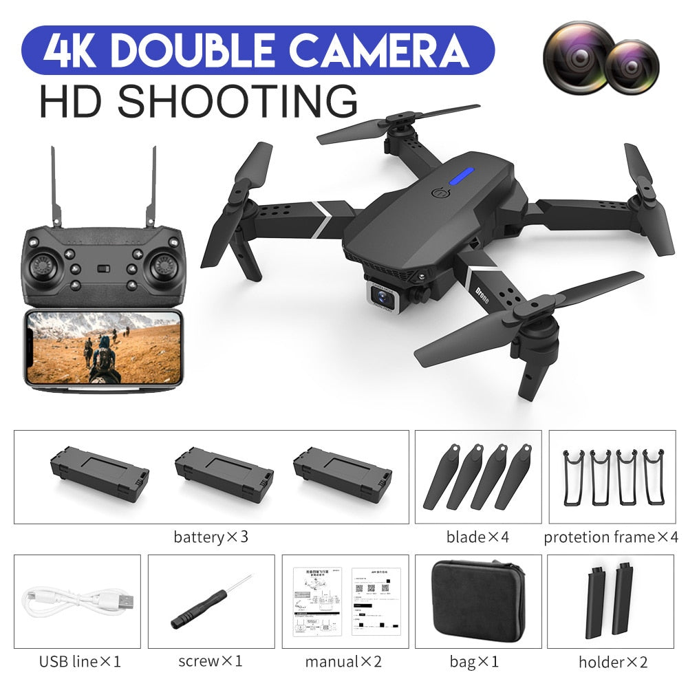 Foldable 4K RC Drone With 1080P Wide Angle HD Camera & WiFi