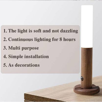Auto LED USB Magnetic Wood Wireless Night Light Corridors Porch Lights PIR Motion Sensor Wall Light Cabinet Lamp