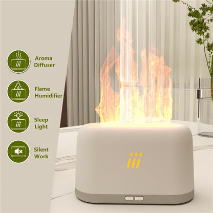 Flame Aroma Diffuser Air Humidifier Ultrasonic Cool Mist Maker Fogger Led Essential Oil Flame Lamp